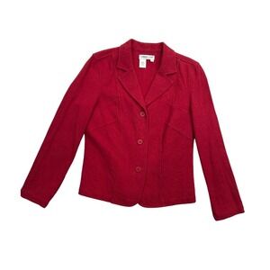 Coldwater Creek Jacket Blazer Womens Small Red Cotton Christmas Valentines